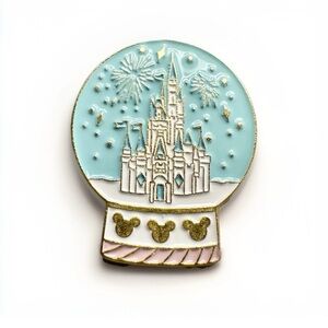 New Disney Inspired Cinderella Castle Snow globe Enamel Pin Fireworks Mickey Y2K